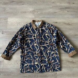 Vintage Talbots Chore Jacket Cowboy Wester Print 100% Cotton Sz M